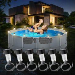 6Pcs Solar Pool Light Waterproof Outdoor Swimming Pool Fence Decoration Accessories Holiday Party Atmosphere LED Solar Lamps