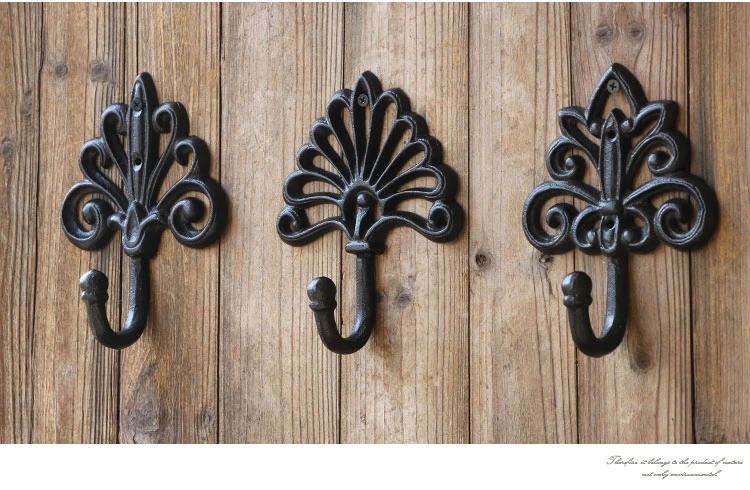 Description Picture 6 of item1pcs European Style Retro Cast Iron Hooks Outdoor Creative Decoration Clothes Hooks for Courtyard Gardens Wall Clothes Key Hooks
