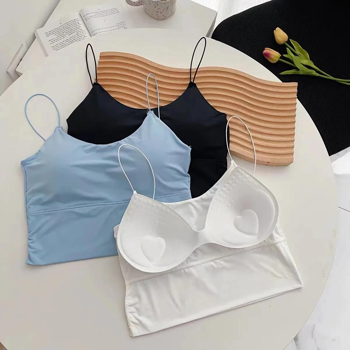 Description Picture 5 of itemIce Silk Crop Tops Women Sexy Tank Top Grils Summer Seamless Backless Vest Tube Top Underwear Padded Bra Camisole Lingerie