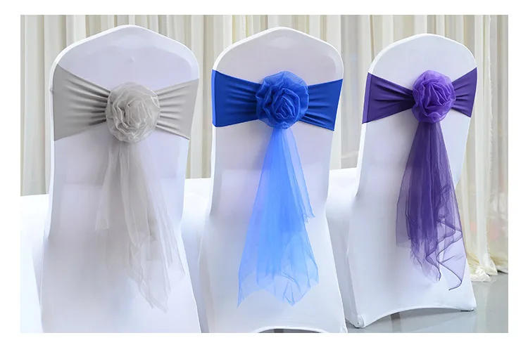 Description Picture 4 of item10pcs Wedding Chair Bow Stretch Chair Sashes Knot Ties For Wedding Party Hotel Banquet Birthday Chairs Decoration European