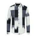 Trend Striped Gradient Printed Shirt for Men Summer Long Sleeve Slim Casual Social Shirts Party Nightclubs Tuxedo Blouse M-6XL