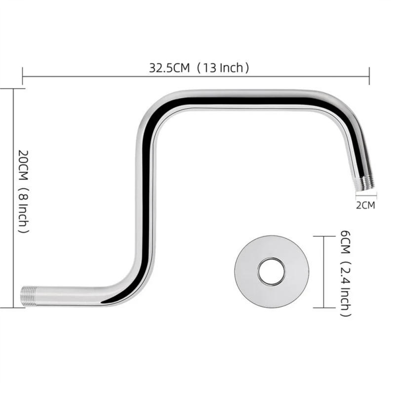 Description Picture 5 of item13 Inches Stainless Steel  S-shaped Large Question Mark Tube Flower Spray Arms Wall Entry Pipe Concealed Shower Accessories
