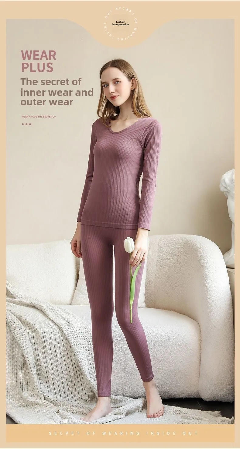 Description Picture 6 of itemWarm Thermal Underwear Sexy Ladies Intimates Long Johns Women Shaped Sets Female Middle Collar Thermal Shaping Clothes