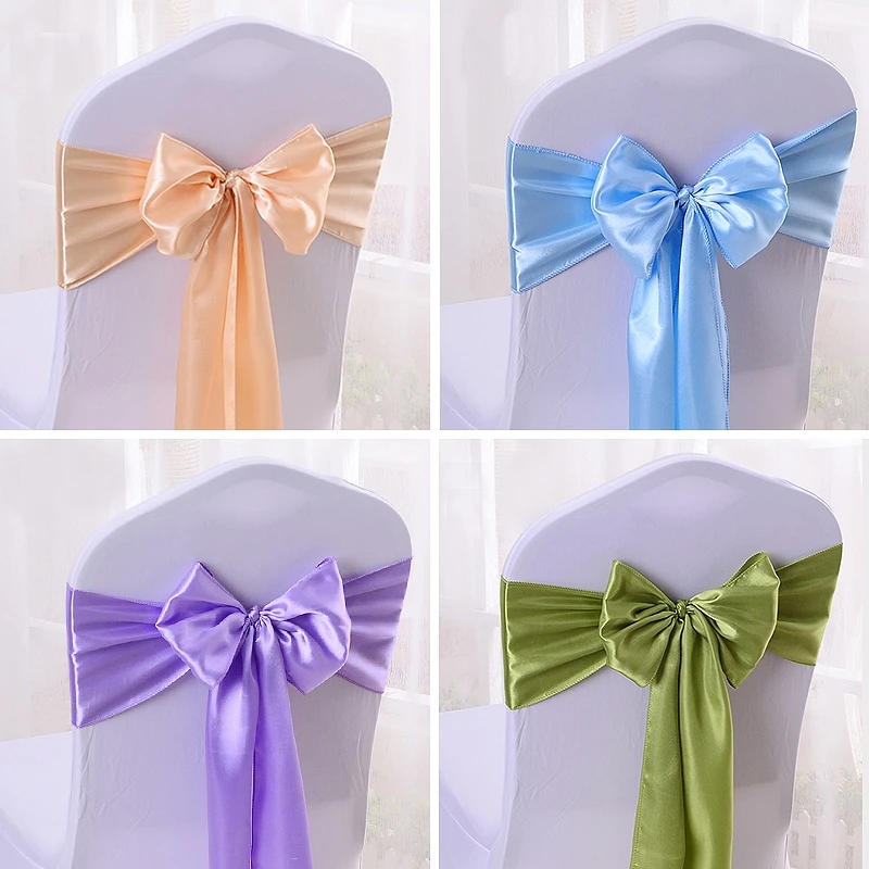 Description Picture 3 of itemWedding Satin Chair Sashes Ribbon Rose Gold Bows Tie for Banquet Party Event Supplies Birthday Baby Shower Chair Belt Decor