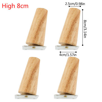 4pcs Height 8/15/20/25CM Solid Wood Furniture Legs Inclined Cone Sofa Bed Cabinet Table and Chair Replacement Feet Sloping Foot