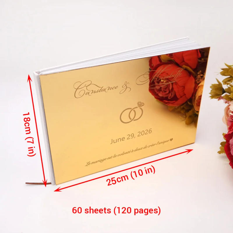 Description Picture 4 of itemCustom Acrylic Cover Wedding Guest Book Anniversary Gift Personalized Wedding Sign Book