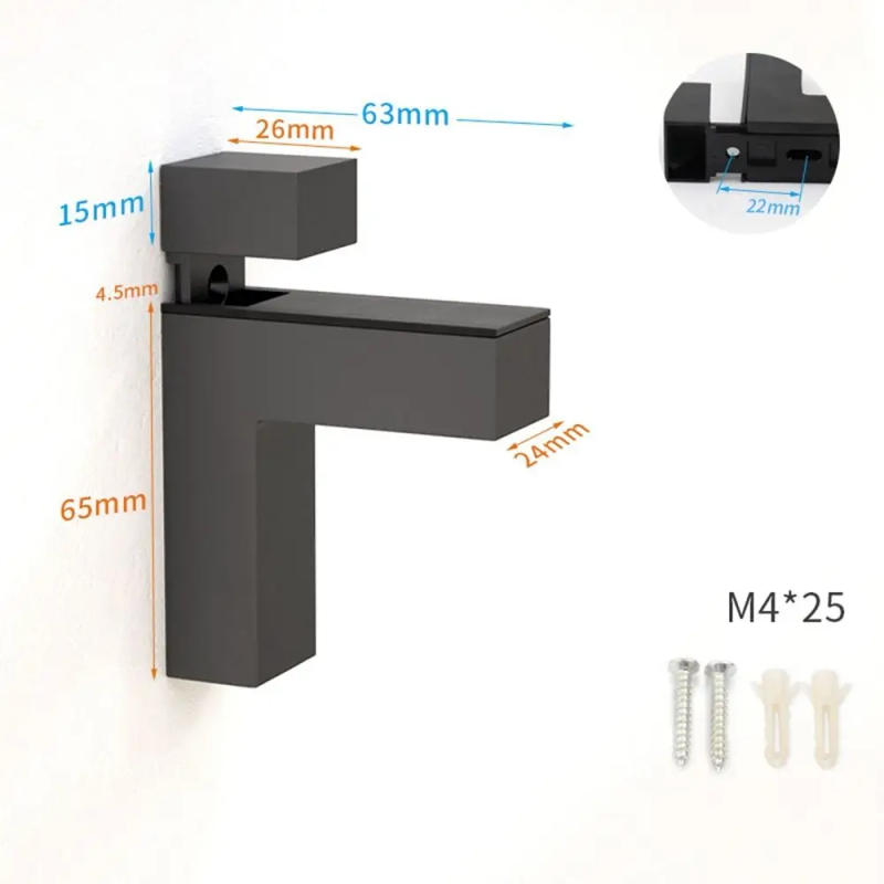 Description Picture 3 of itemHardware Furniture Accessories Wall Mount Bracket Glass Door Clamp Frameless Brackets Cabinet Door clip Glass Shelf Holder
