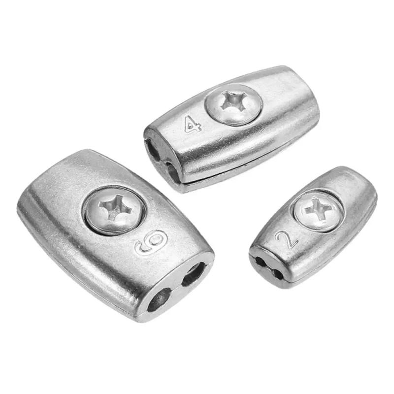 Description Picture 5 of item1Pc Grip Clamp Wire Rope Sleeve Silver Zinc Alloy Fixing Clip Wire Ferrules Hardware Double Hole Cable Clip Steel Wire Rope