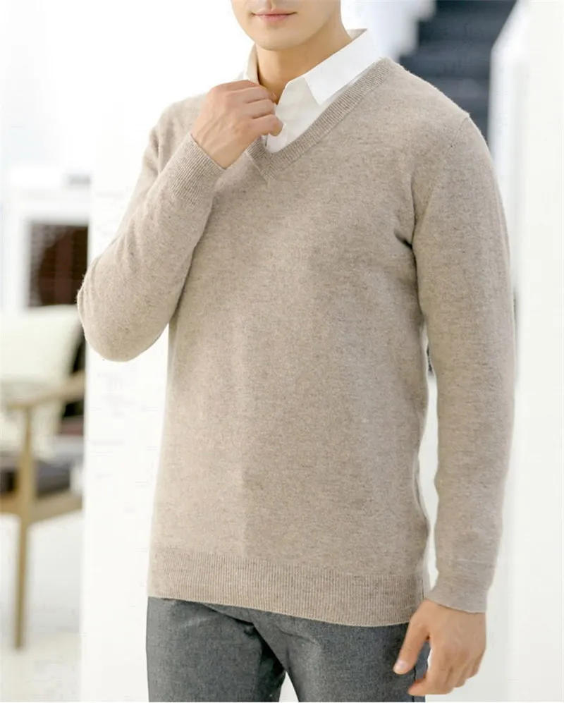 Description Picture 2 of item2024 Cashmere Sweater O-neck Pullovers Men's Loose Oversized M-5XL Knitted Bottom Shirt Spring Autumn New Korean Casual Men Top
