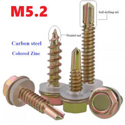M5.2 Colored Zinc Outer Hexagonal Self Drilling Dovetail Screw Colored Zinc Outer Hexagonal Pointed Tail Self Drilling