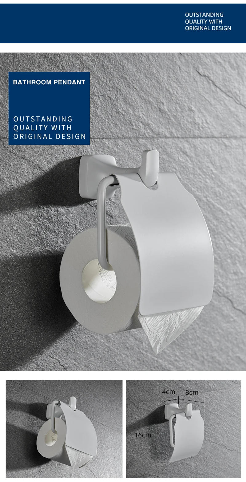 Description Picture 5 of itemHigh Quality White Kitchen Bathroom Double Towel Holder Paper Holder With Cover Towel Ring Toothbrush Cup Holder