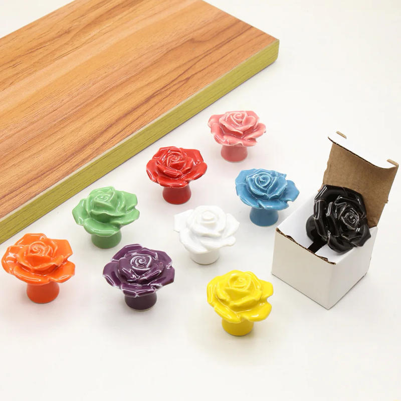 Description Picture 5 of itemRad wardrobe handle European modern simple garden rose ceramic cabinet drawer cupboard door handle