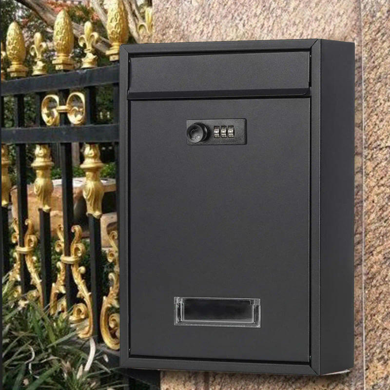 Description Picture 2 of itemVintage Lockable Mailbox with Combination Code Rust Proof Metal Post Box for Home Office Gate Newspaper Mail Box