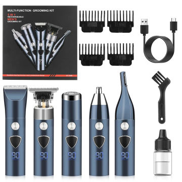 RESUXI HC-268B 5 in 1 Multifunction Hair Clipper Set for Men Grooming Kit Hair Trimmer Electric Shaver Razor and Nose Trimmer