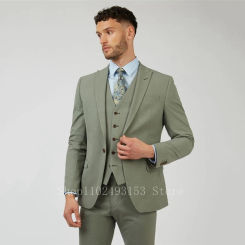 2023 Tailor Made Men Suits Slim Fit Peak Lapel 3 Pieces Best Men Groom Wedding Tuxedos Blazer+Vest+Pants Costume Homme Mariage