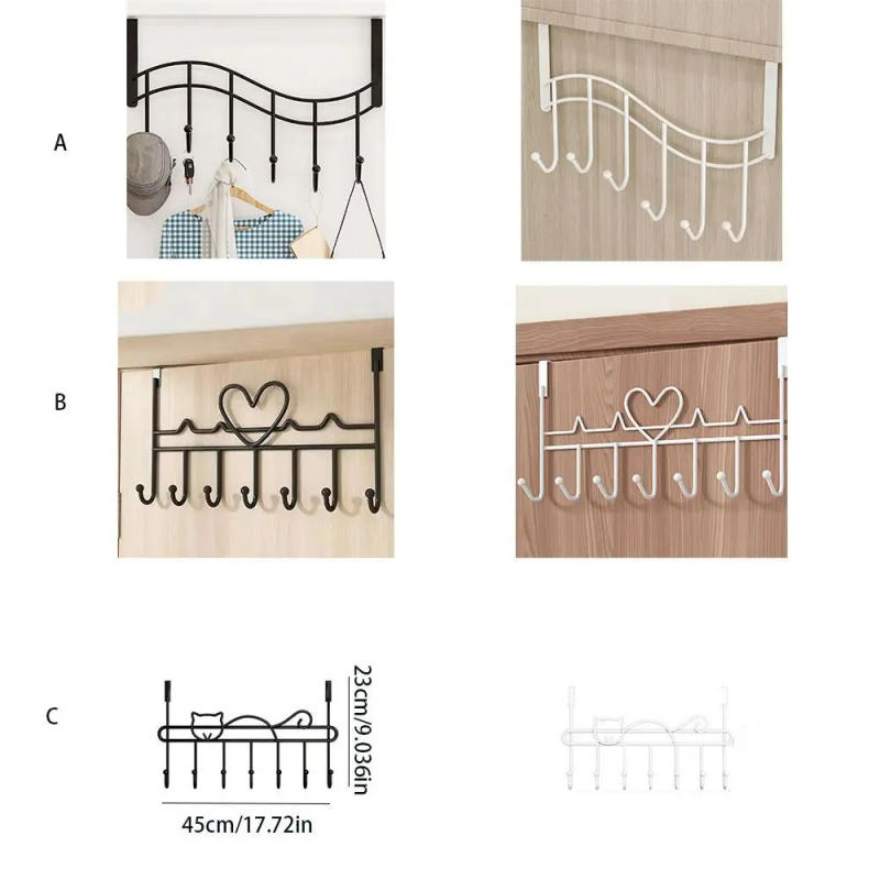 Description Picture 3 of itemOver The Door Organizer Rack Perfect For Hanging Towels Clothing Hats With 7 Hooks For Bathroom Bedroom Hat Purse Robe