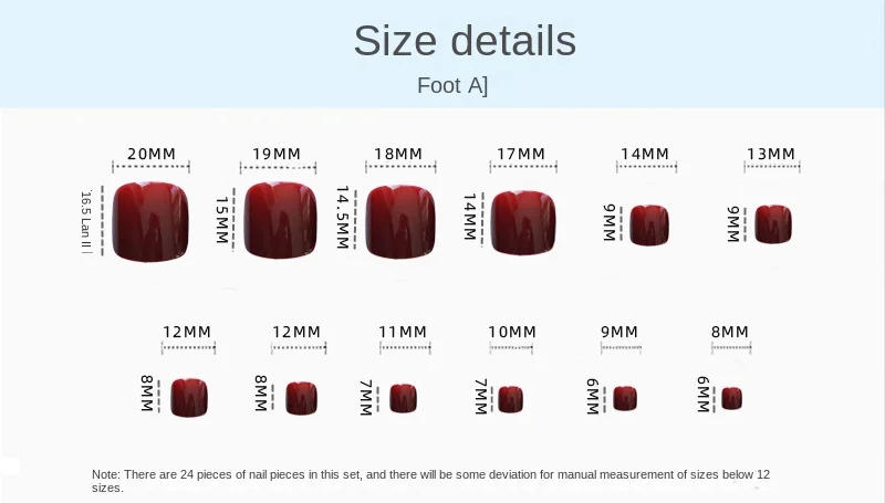 Description Picture 2 of item24 Pcs/Strips Removable Toe Nails Fake Glossy Toenail Solid Color Simple Press on Nails Wearable False Nail Art Without Glue