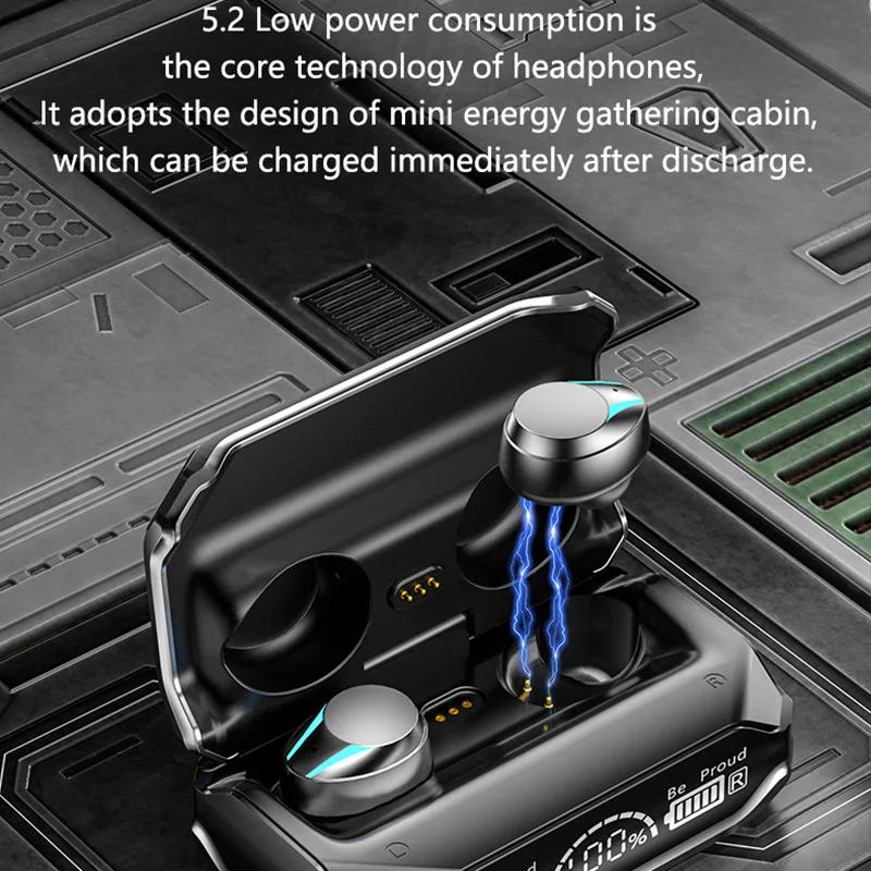 Description Picture 4 of item#M41 Bluetooth Earphones Wireless Headphones Smart Touch Digital Display Stereo Sound Earbuds With Colour Light Magnetic Suction