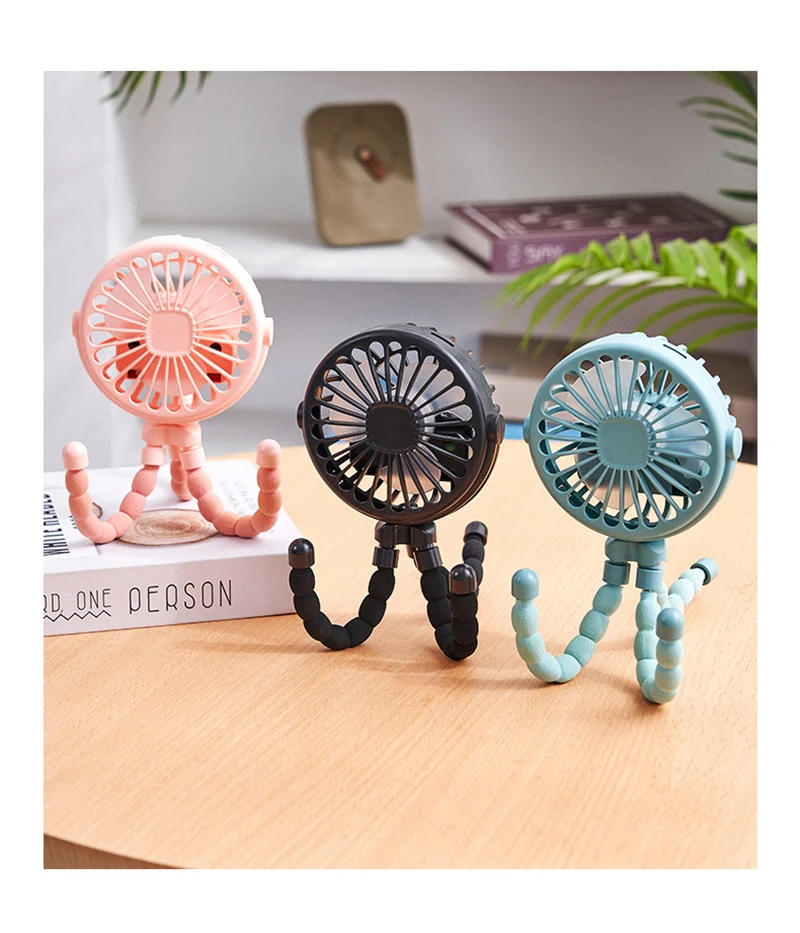 Description Picture 3 of itemMulti Function Baby Stroller Fan Outdoor Flexible Tripod Clip Fan Usb Rechargeable Mini Portable Octopus Fan For Car Seat Crib
