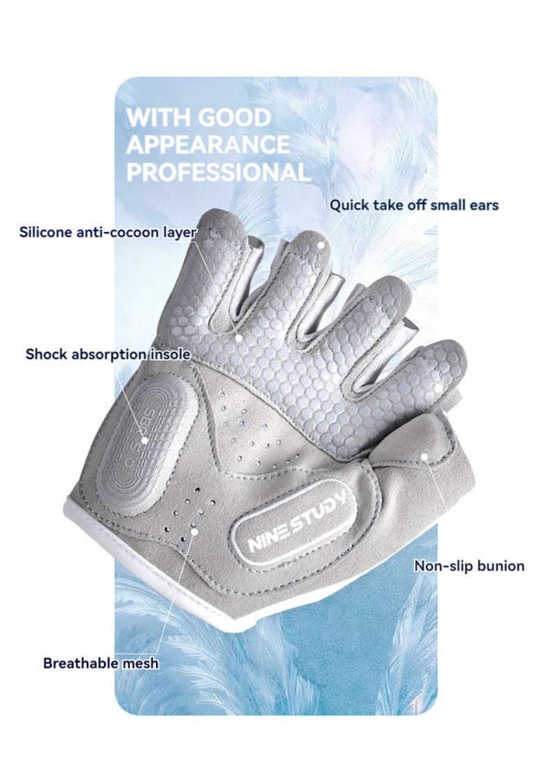 Description Picture 4 of item1 Pair Gym Body Building Training Fitness Gloves Sports Weight Lifting Exercise Slip-Resistant Gloves Yoga Gloves Women Men