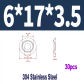 30pcs   M6x17x3.5