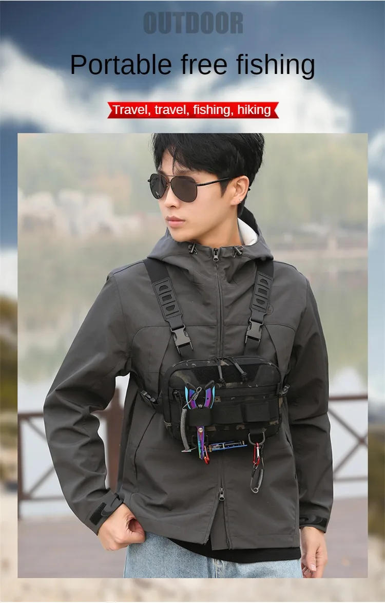 Description Picture 5 of itemFishing Chest Bag Men's Tactical Bags Waterproof Molle Nylon Climbing Camping Backpacks Outdoor Travel Vest Backpack Fanny Pack