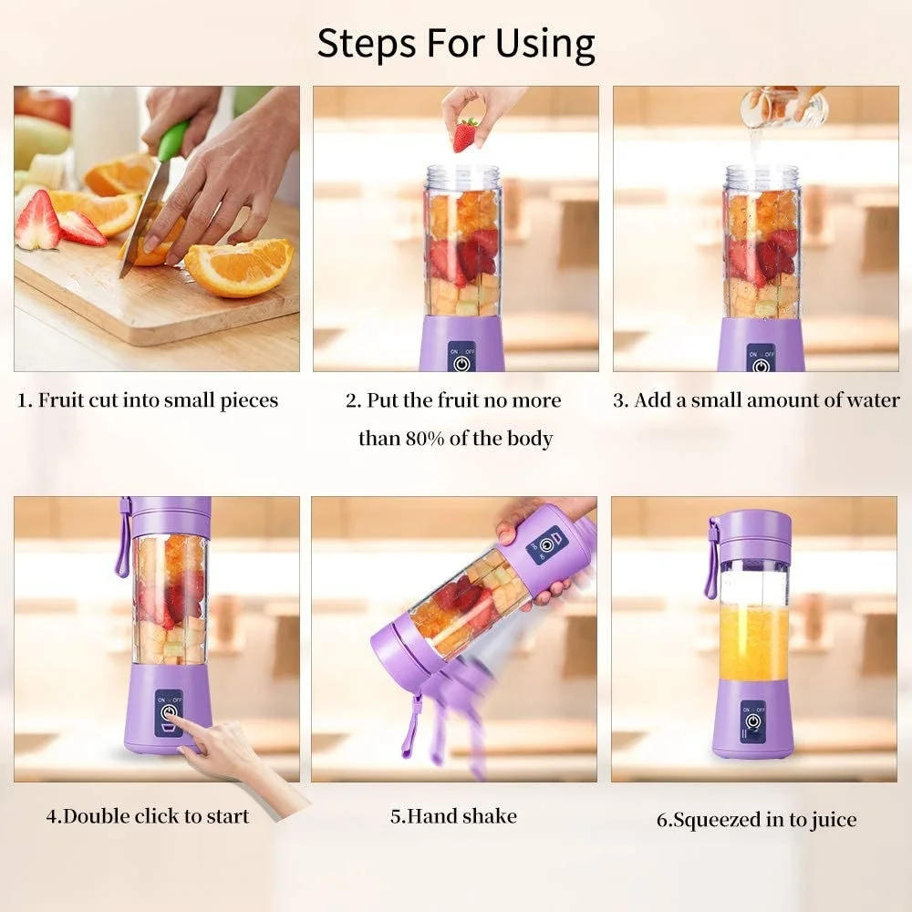 Description Picture 5 of itemElectric Mini Juice Shake Blender Portable Mini Whirlwind Juice Cup Charging Mini Edition Fruit Juice Machine 6 Blades
