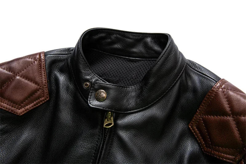 Description Picture 6 of itemNEW Motorcycle Coat Cowhide Leather Jacket Men's Natural Genuine Clothes Protective Motor Biker Slim Men Riding