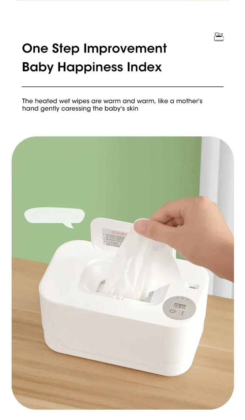 Description Picture 4 of itemWipes Machine Warmer Heater with LED Display Wet Towel Dispenser Portable USB Charge Wipe Warmer Napkin Heating Box Home/Car