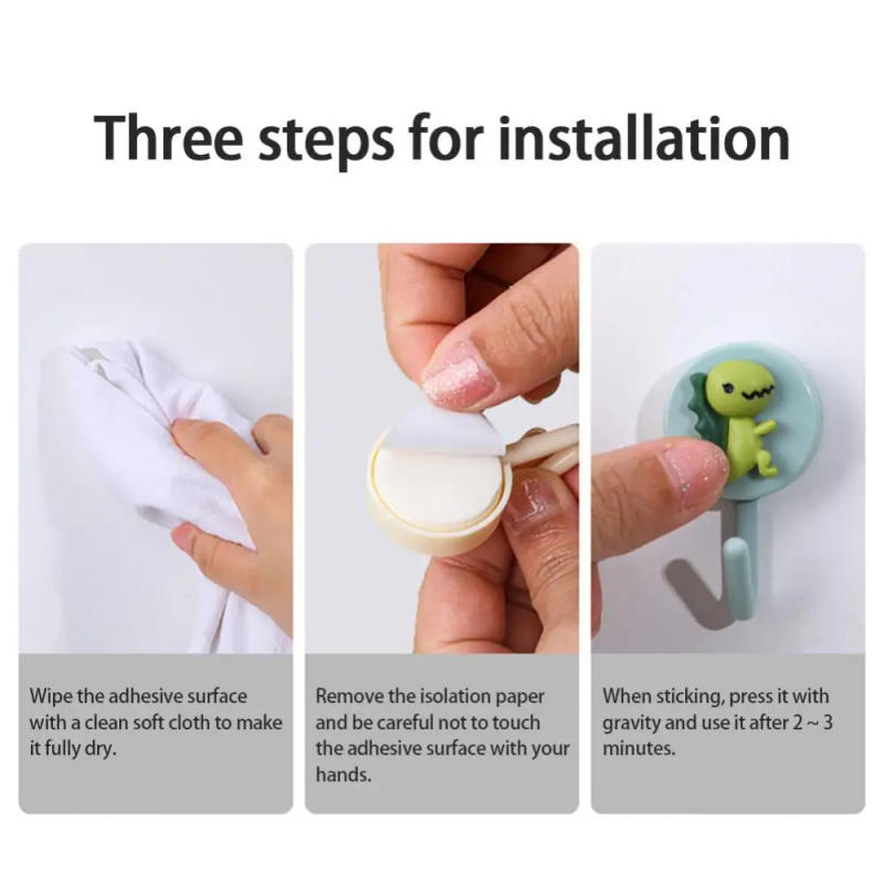 Description Picture 4 of item1/2/4PCS Cute Cartoon Strong Hook Self Adhesive Door Wall Hangers Storage Rack Key Holder Towel Hooks Home Organization Home