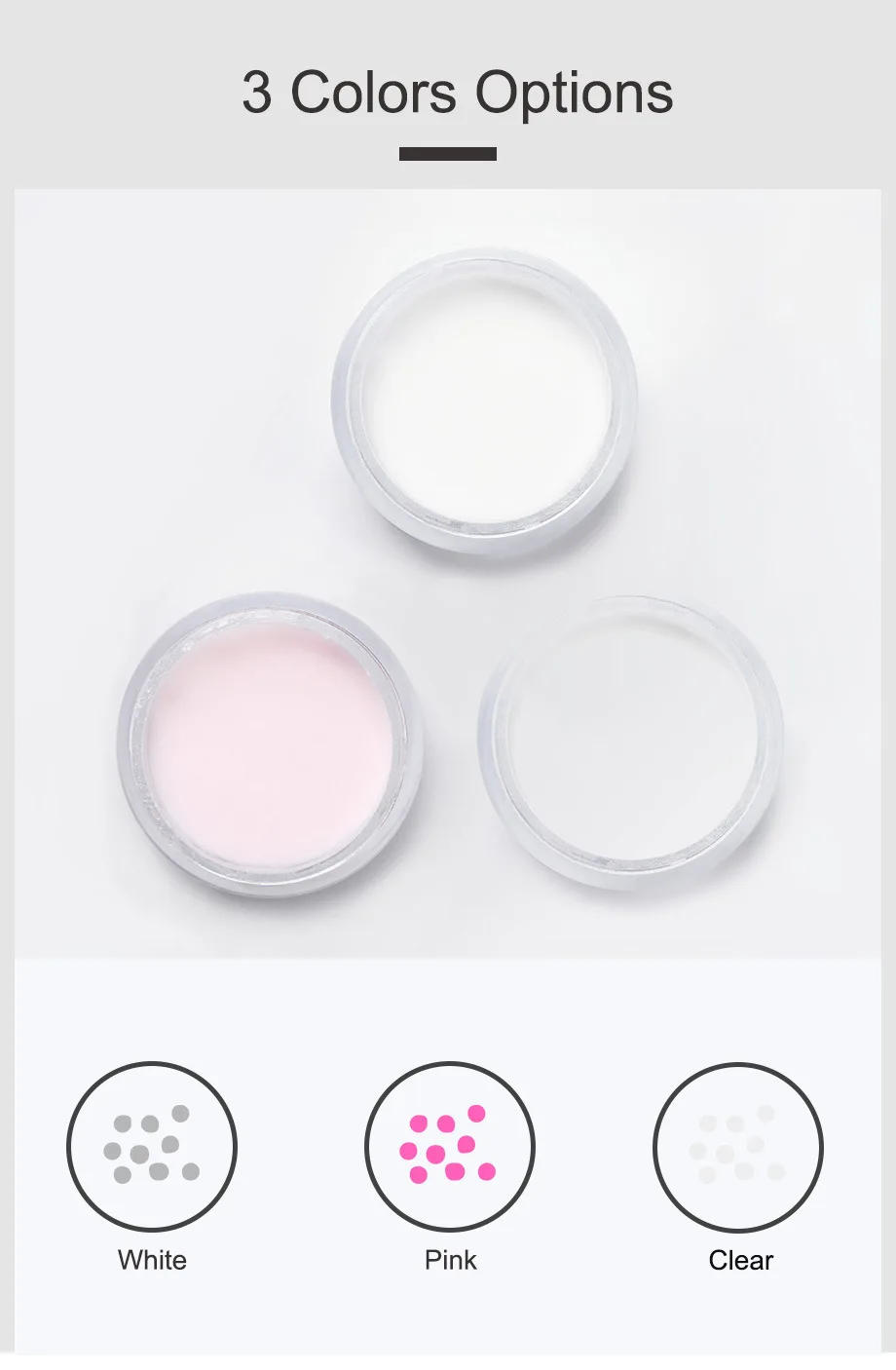 Description Picture 6 of itemAcrylic Crystal Powder Nail Art Tips Pink White Clear Nail Manicure Powder Nail Art Extension Builder Polymer пудра для ногтей