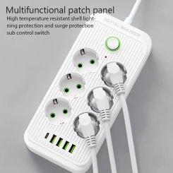 5M/2M EU Plug AC Outlets Multitap Socket Extension Cord Electrical Power Strip With USB Type C Smart Home Network Filter Adapter