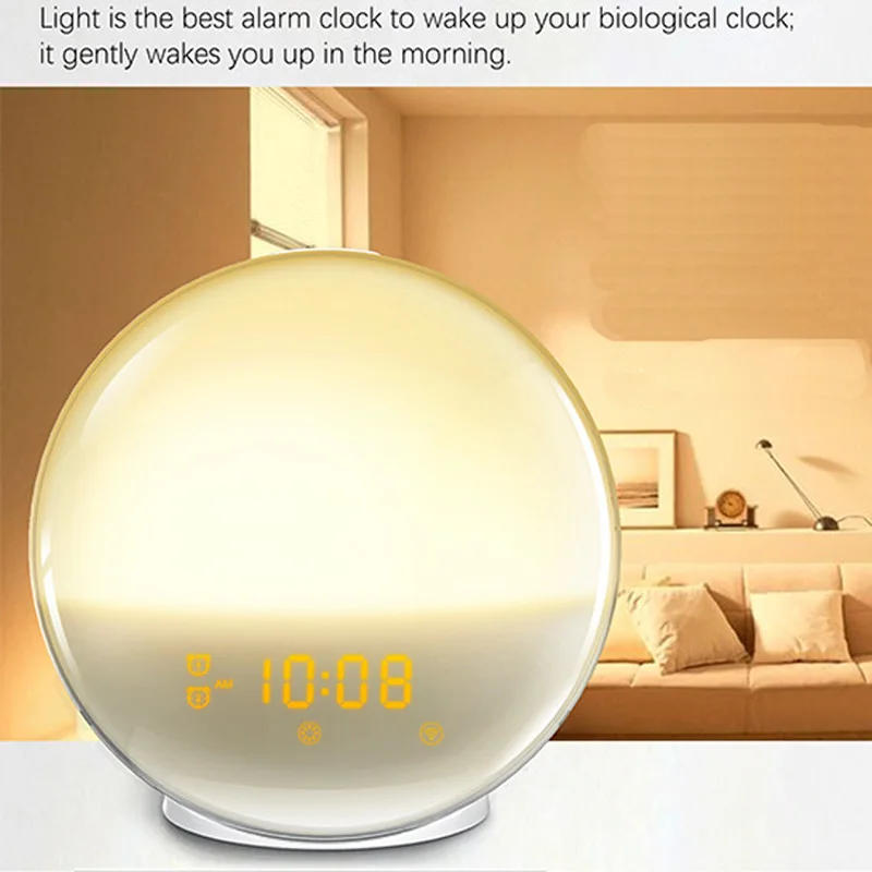 Description Picture 5 of itemSunrise Sunset Simulation Wake Up Alarm Clock with Colorful Atmosphere Light and FM Radio Function.Relaxed Natural Sound Tunes