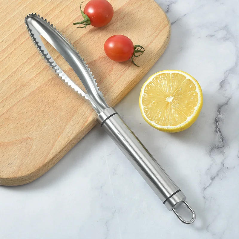 Description Picture 3 of itemKitchen Accessories Stainles Fish Scales Scraping Graters Fast Remove Cleaning Peeler Scraper Bone Tweezers Tool Gadge