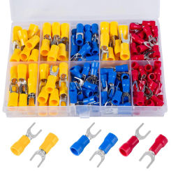 180 Pcs 22-16 16-14 12-10 AWG Insulated Fork Spade U-Type Wire Connector Electrical Crimp Terminal Assortment Kit