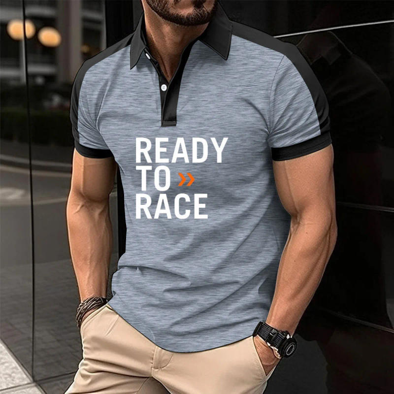 Description Picture 6 of itemMen's polo shirt Ready To Race print High Quality cotton lapel T-shirt summer 2024 new short sleeves Men's golf shirt Sweatshirt
