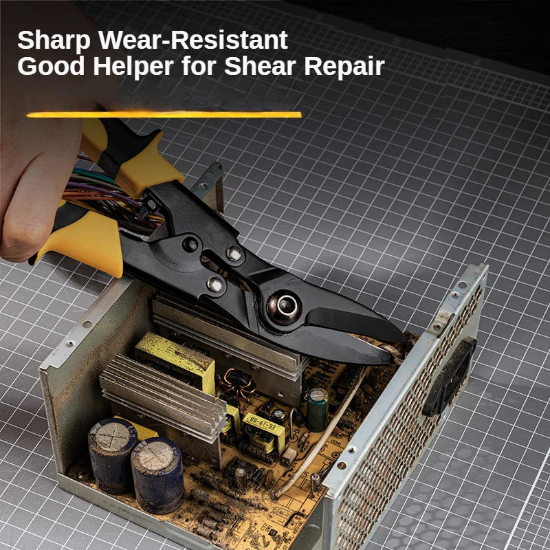 Description Picture 4 of itemDeli 8.5'' 9.5'' Metal Sheet Shearing Tin Snips Straight Shears Bent Blade Cutter Multifunction Electrician Repair Keel Scissors