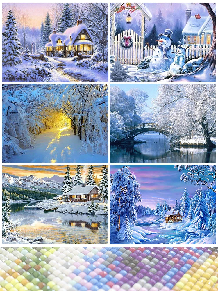Description Picture 3 of itemDIY Diamond Painting Snow Diamond Mosaic Landscape Sunset Embroidery Rhinestone Full Round Diamond Cross Stitch Home Gift