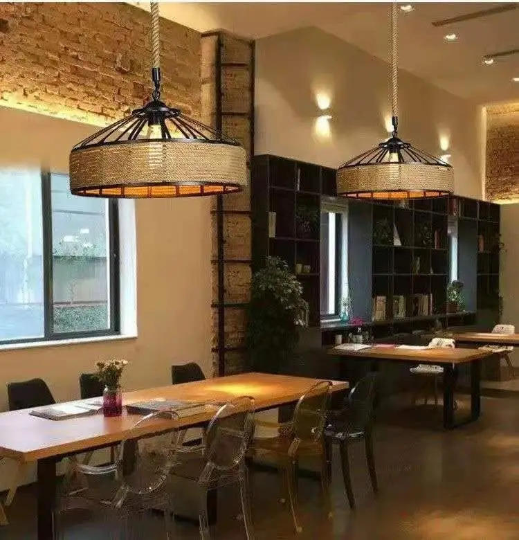 Description Picture 4 of itemLatest Retro Hemp Rope Pendant Lights Restaurant Industrial Style Creative Bar Restaurant Personality American Country Style Hot