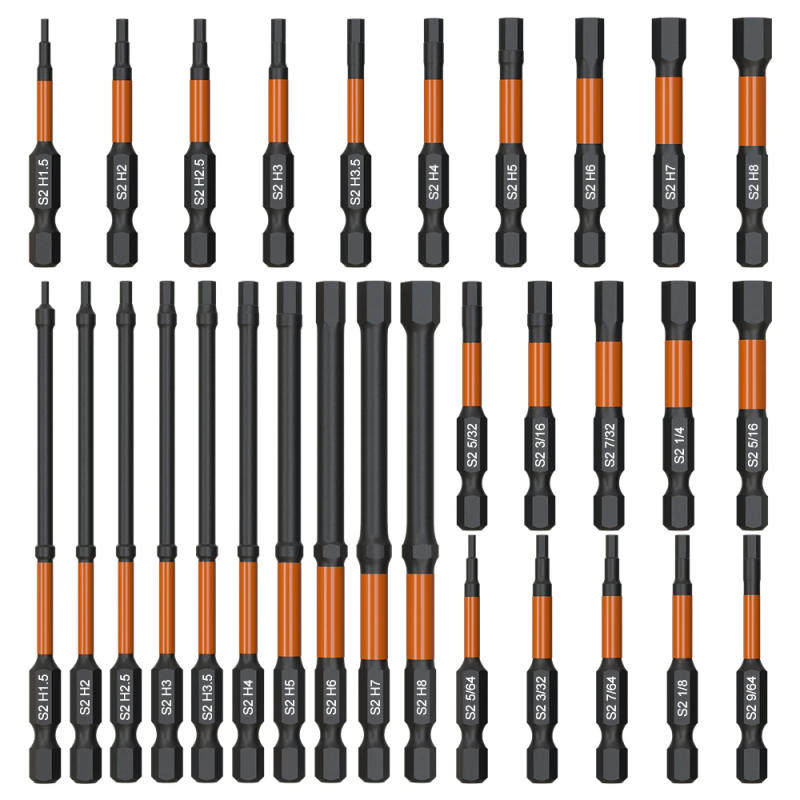 Description Picture 2 of item10pcs Impact Hex Head Allen Wrench Drill Bit Set ,50-100mm H1.5-H8 Hex-Shank S2 Steel Hex Screwdriver Bits Metric Magnetic