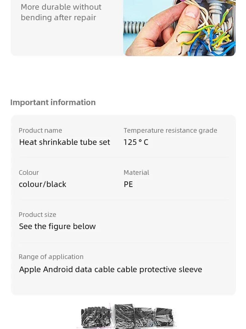 Description Picture 6 of item580/800pcs Heat Shrinkable Tube Insulation Heat Shrinkable Combination Sleeve Electrical Connection Cable Insulation Sleeve