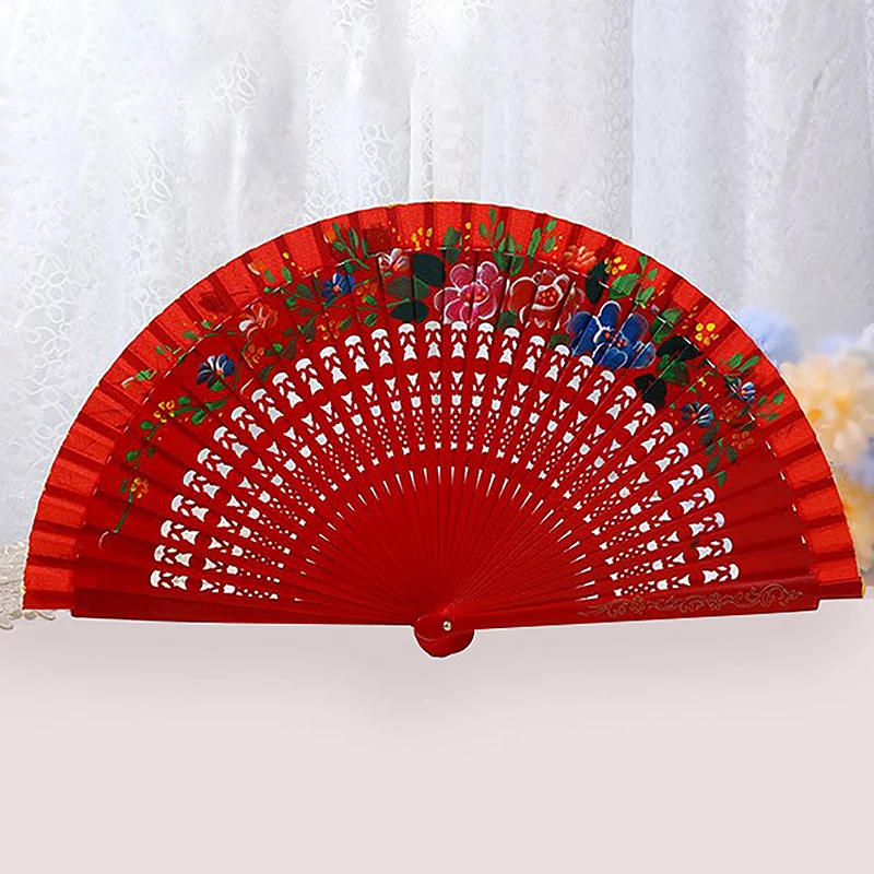 Description Picture 2 of itemFolding Fan Wood Spanish Fan for Dancing Printing Hand Folding Fan Home Decoration Ornaments Craft Gifts for Guest