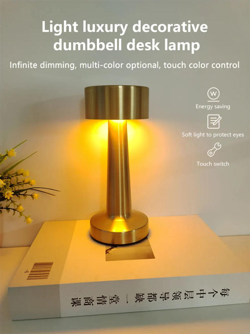 Description Picture 2 of itemRetro LED Table Lamp Touch Sensor 3 Colors Desk Lamp Rechargeable Dining Table Night Light Bar Coffee Desktop Bedroom Decoration