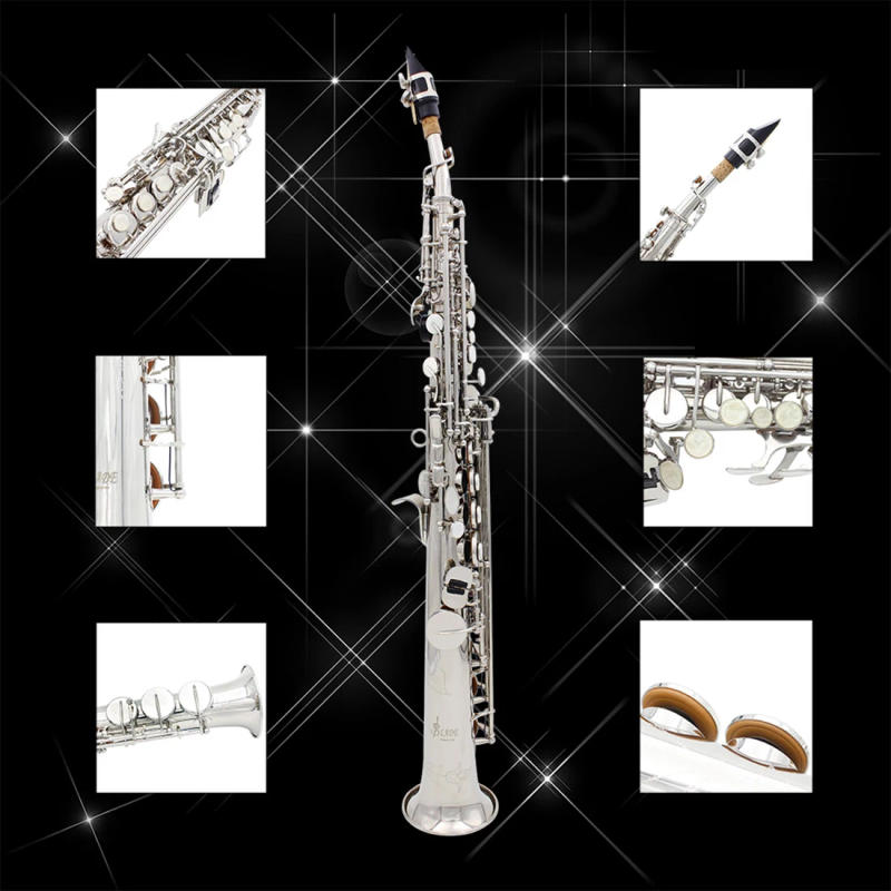 Description Picture 5 of itemSLADE Soprano Saxophone Bb Brass Body Straight Sax Professional Saxfone Woowind Instrument With Case Reeds Parts & Accessories