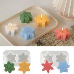 Christmas Snowflake Candle Silicone Mold Handmade Soap Aromatherapy Gypsum Resin Ice Mould Candle Making Kit Home Decor Gifts