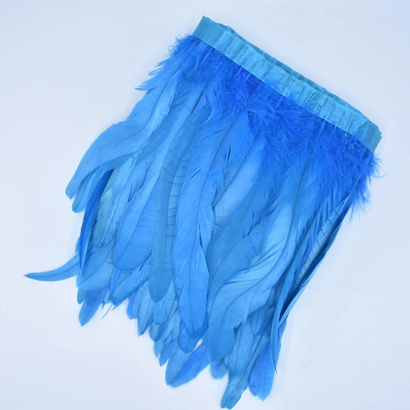 Description Picture 6 of item2Meters Rooster Tail Feather Trim Ribbon on Tape Fringe for Clothes White Black Pheasant Feathers for Crafts Carnival Decoration