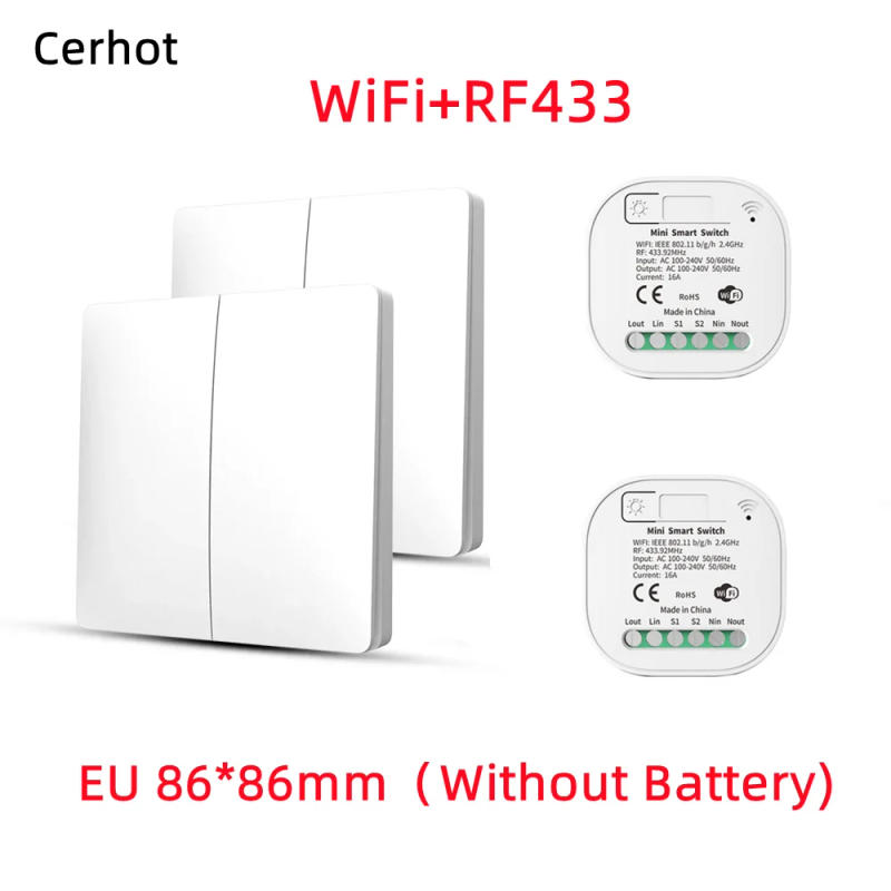 Description Picture 3 of itemTuya WiFi Smart Switch Set WiFi Wireless Remote Controller Timer No Battery Wall Panels Light Switch Work with Alexa WiFi Switch