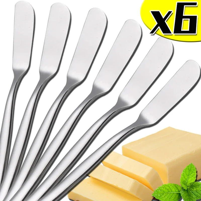 Description Picture 4 of item1/6PCS Stainless Steel Butter Knife Long Handle Cheese Bread Jam Cutter Multifunctional Western Food Tableware Kitchen Gadgets