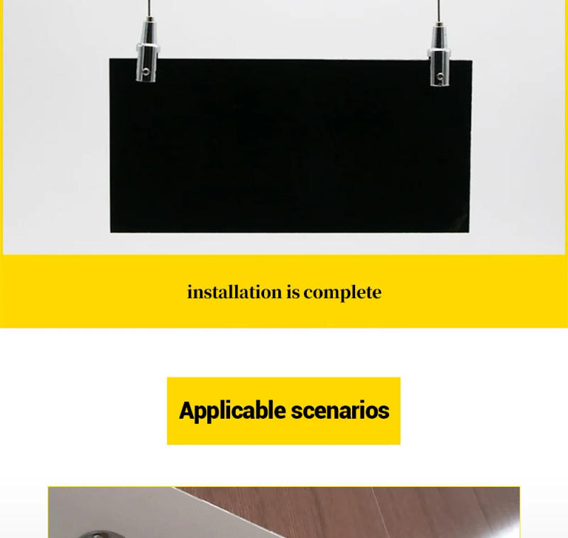 Description Picture 5 of item4Pcs Billboard Clip Glass Hanging Hook Code Acrylic Wood Board Fixing Accessories Screws Adjustable Steel Wire Rope Cable Clamps