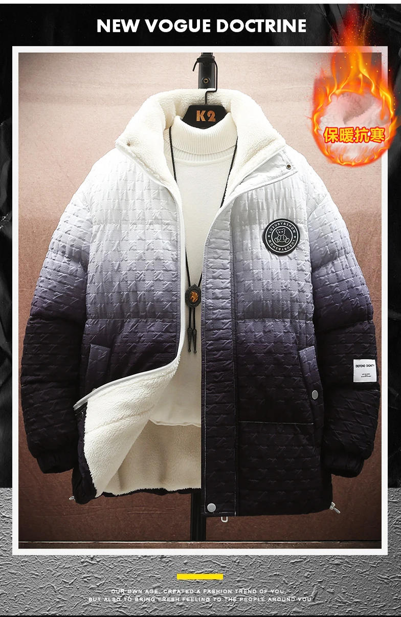 Description Picture 4 of itemWind-Resistant Thickened Warm Winter Parkas Cotton Jacket High Quality Comfortable Men Clothing Stand Collar Roupas Masculinas